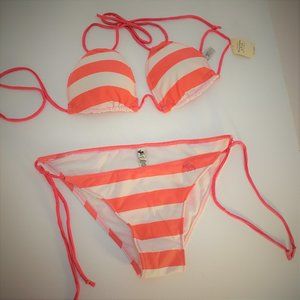 Bikini Abercrombie string coral top & bottoms